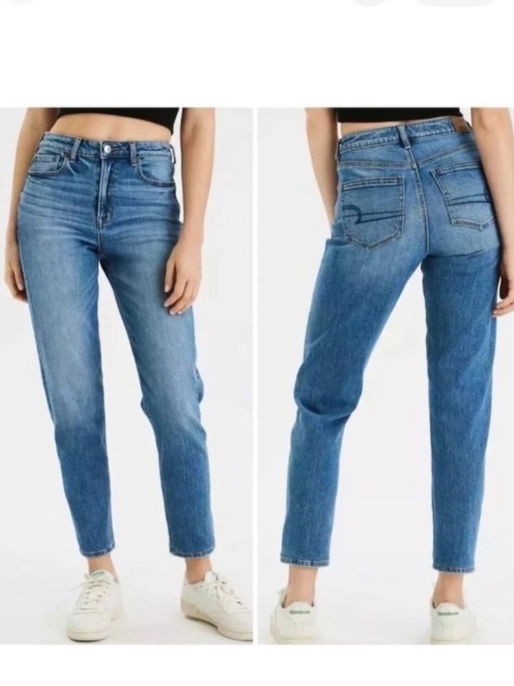 🌸American Eagle Outfitters Mom Straight Jeans in Medium Blue Wash Womans Size 0